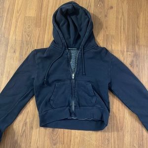 Brandy Melville Cropped Zip Up -Navy Blue